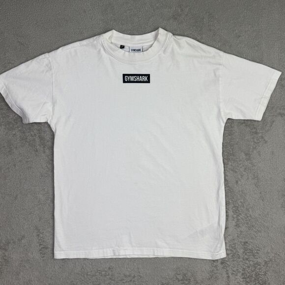 Gymshark Tops - Gymshark Block Oversized T-Shirt Women XS White Logo Cotton Casual Everyday Wear